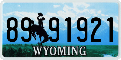 WY license plate 8991921