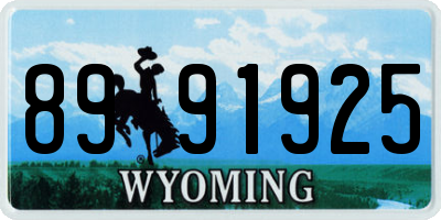 WY license plate 8991925
