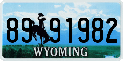 WY license plate 8991982