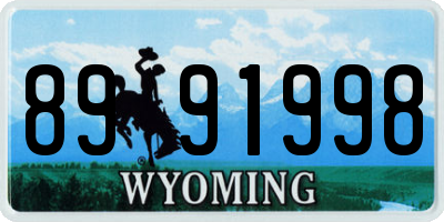 WY license plate 8991998