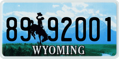WY license plate 8992001