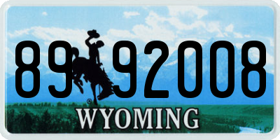 WY license plate 8992008