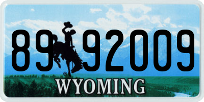 WY license plate 8992009