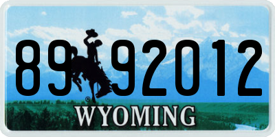 WY license plate 8992012