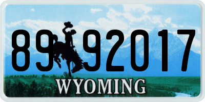 WY license plate 8992017