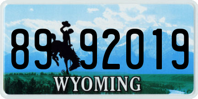 WY license plate 8992019