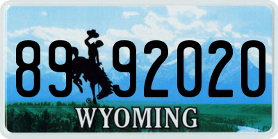 WY license plate 8992020