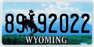 WY license plate 8992022