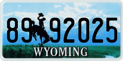 WY license plate 8992025