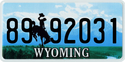 WY license plate 8992031