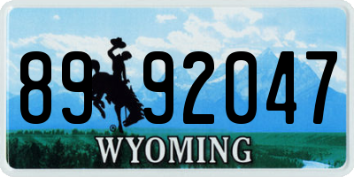 WY license plate 8992047
