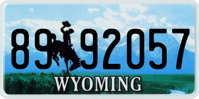 WY license plate 8992057