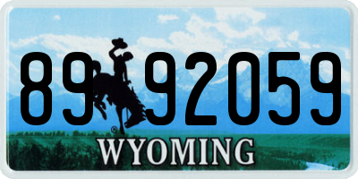 WY license plate 8992059