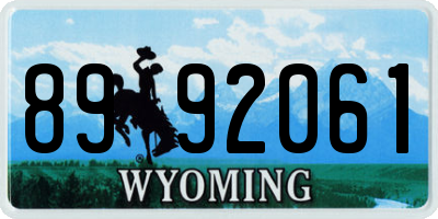 WY license plate 8992061