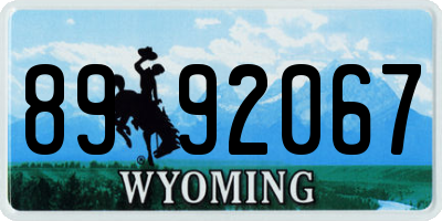 WY license plate 8992067