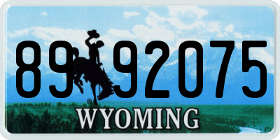WY license plate 8992075
