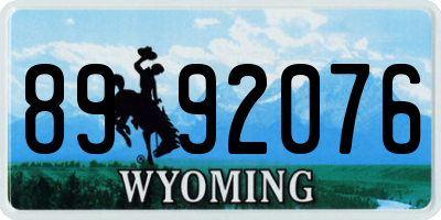 WY license plate 8992076