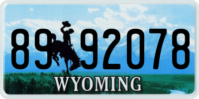 WY license plate 8992078