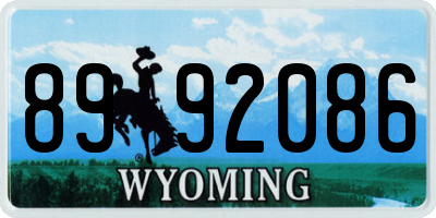 WY license plate 8992086