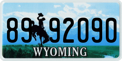 WY license plate 8992090