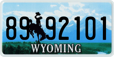 WY license plate 8992101