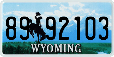 WY license plate 8992103