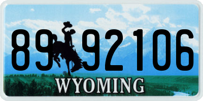 WY license plate 8992106
