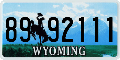 WY license plate 8992111