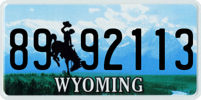 WY license plate 8992113
