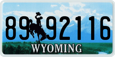 WY license plate 8992116