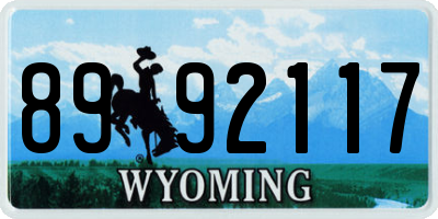 WY license plate 8992117