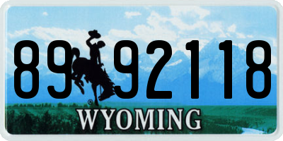 WY license plate 8992118