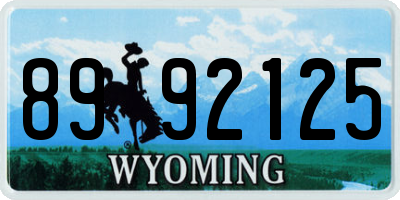 WY license plate 8992125