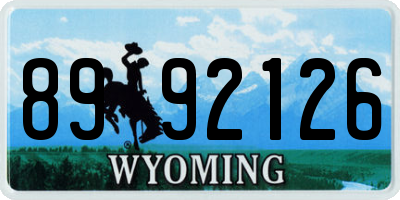 WY license plate 8992126