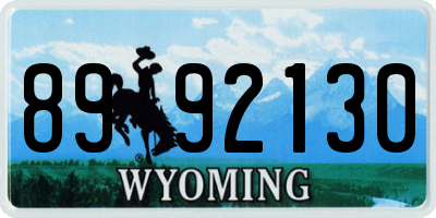 WY license plate 8992130