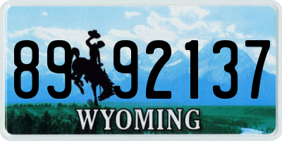 WY license plate 8992137