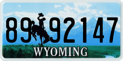 WY license plate 8992147