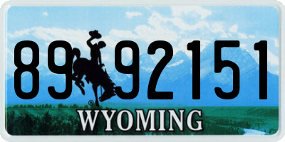 WY license plate 8992151
