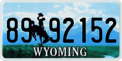 WY license plate 8992152
