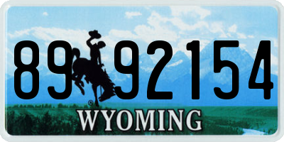 WY license plate 8992154