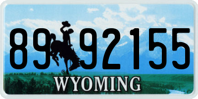 WY license plate 8992155