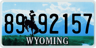 WY license plate 8992157