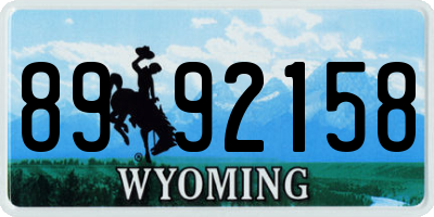 WY license plate 8992158
