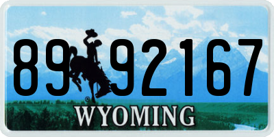 WY license plate 8992167