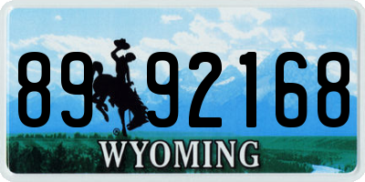 WY license plate 8992168