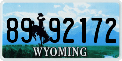 WY license plate 8992172