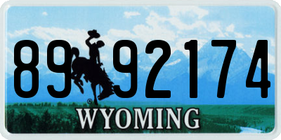 WY license plate 8992174