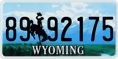 WY license plate 8992175