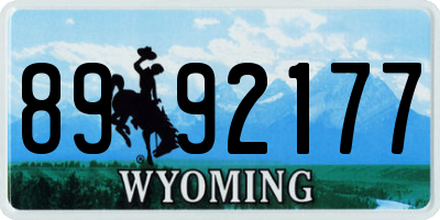 WY license plate 8992177