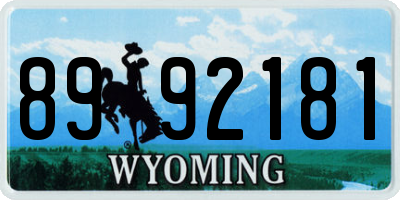 WY license plate 8992181